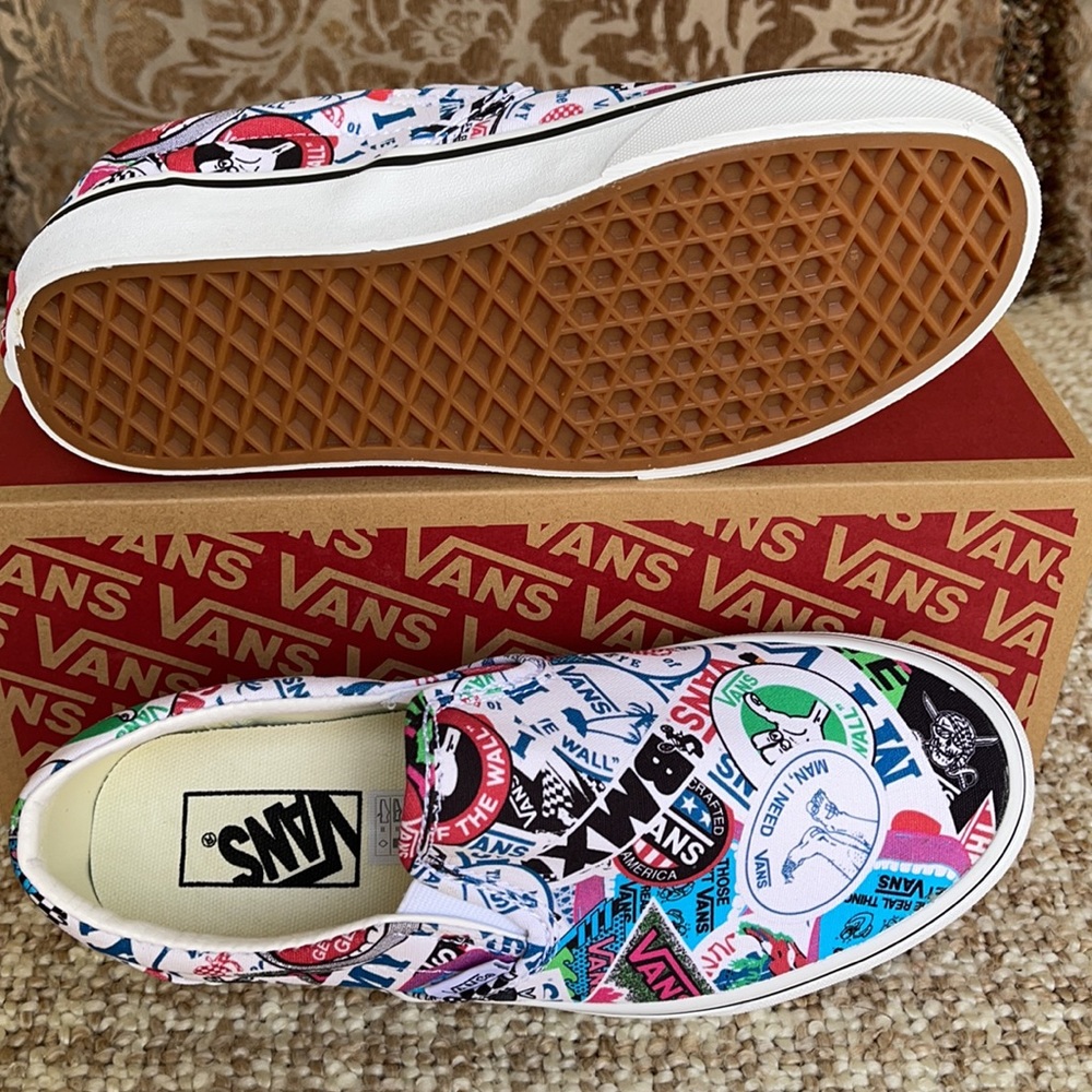 Vans Men’s Classic Slip On Vans Mash Up Stickers/Trwht sneakers - Picture 9 of 16